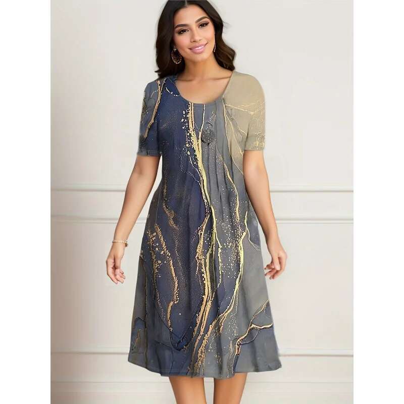 Dongdumaoyi Plus Size Damesjurk Met Korte Mouwen Lente Zomer A