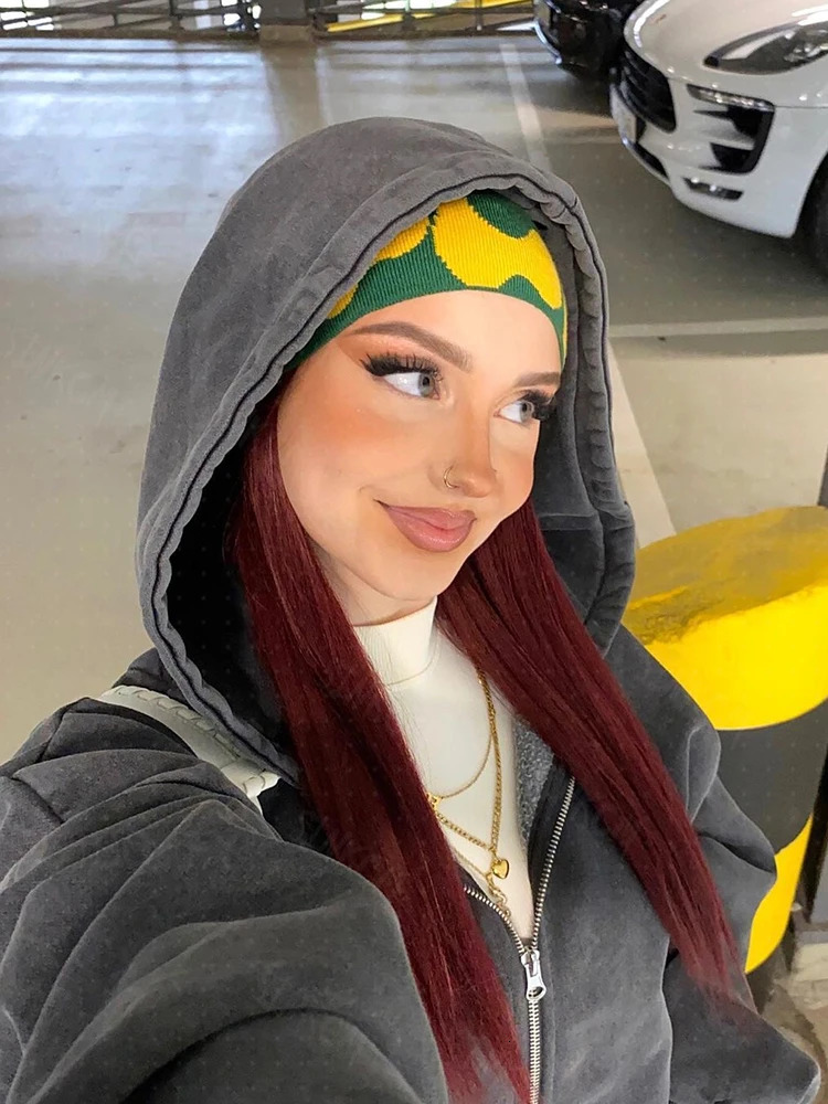 Fashionable retro clothing washed old zipper long sleeved hoodies oversized sweatshirts spring and autumn streetwear 250326