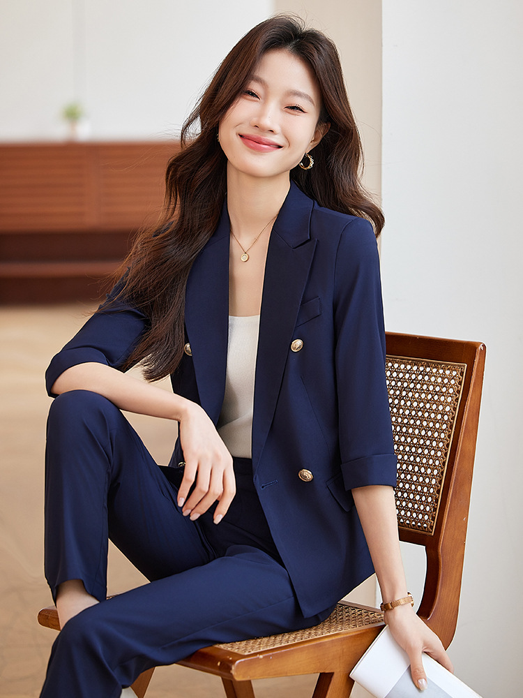 H3261Spring & Autumn Collection - Women's Korean Style Mid-Length Slim Suit Jacket