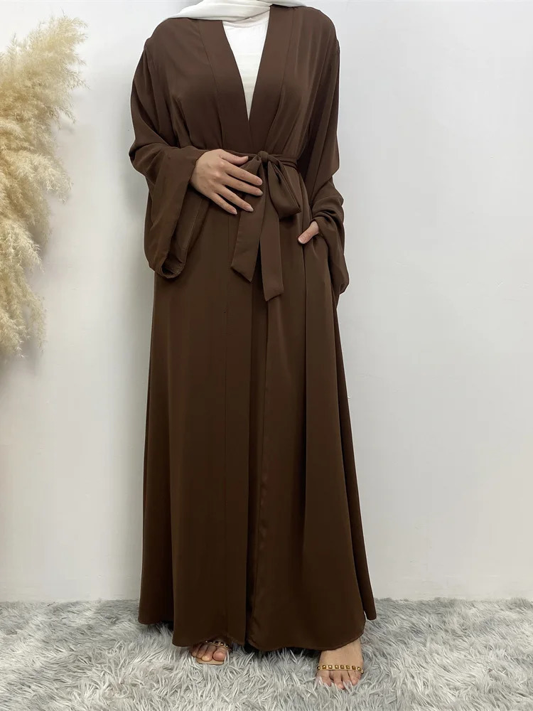 solid color n kimono cardigan Islamic clothing Muslim women Dubai Abaya elegant gown products evening dress 250326