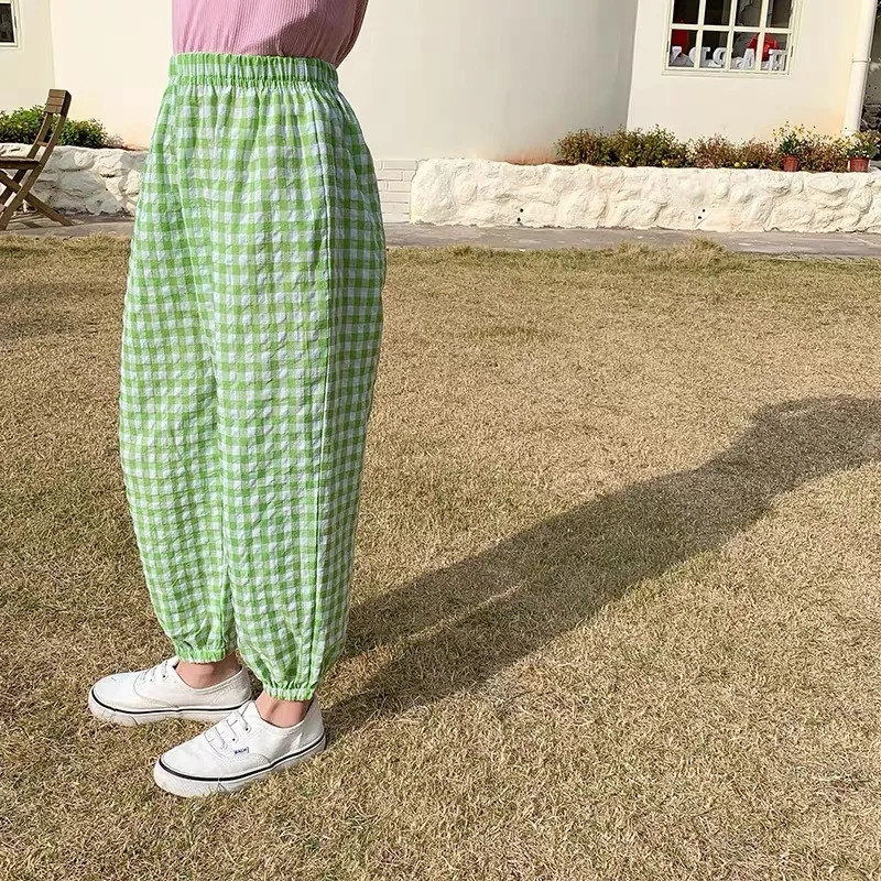 Spring and summer mosquito proof pants baby thin loose pure cotton plain worn as childrens fashionable sports casual 250325