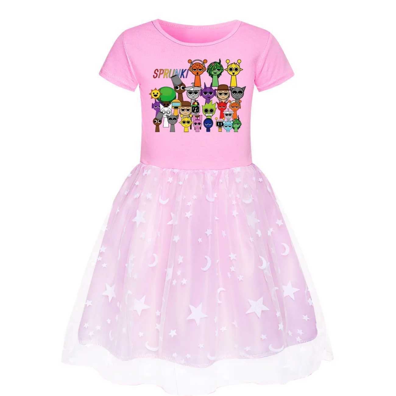 Sprunki dresses childrens summer vacation clothing baby girl games Incrediblebox short sleeved casual dresses and bags childrens wedding vests W250326