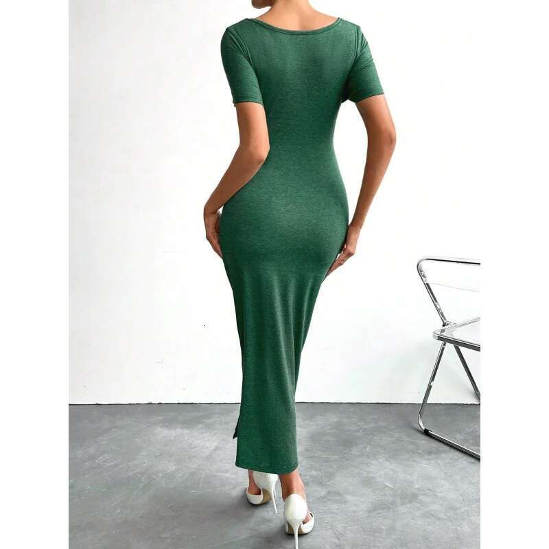 Dongdumaoyi Sexy Hete Meisje Taille Geplooid Ontwerp Zijsplit Slanke Schede Jurk C