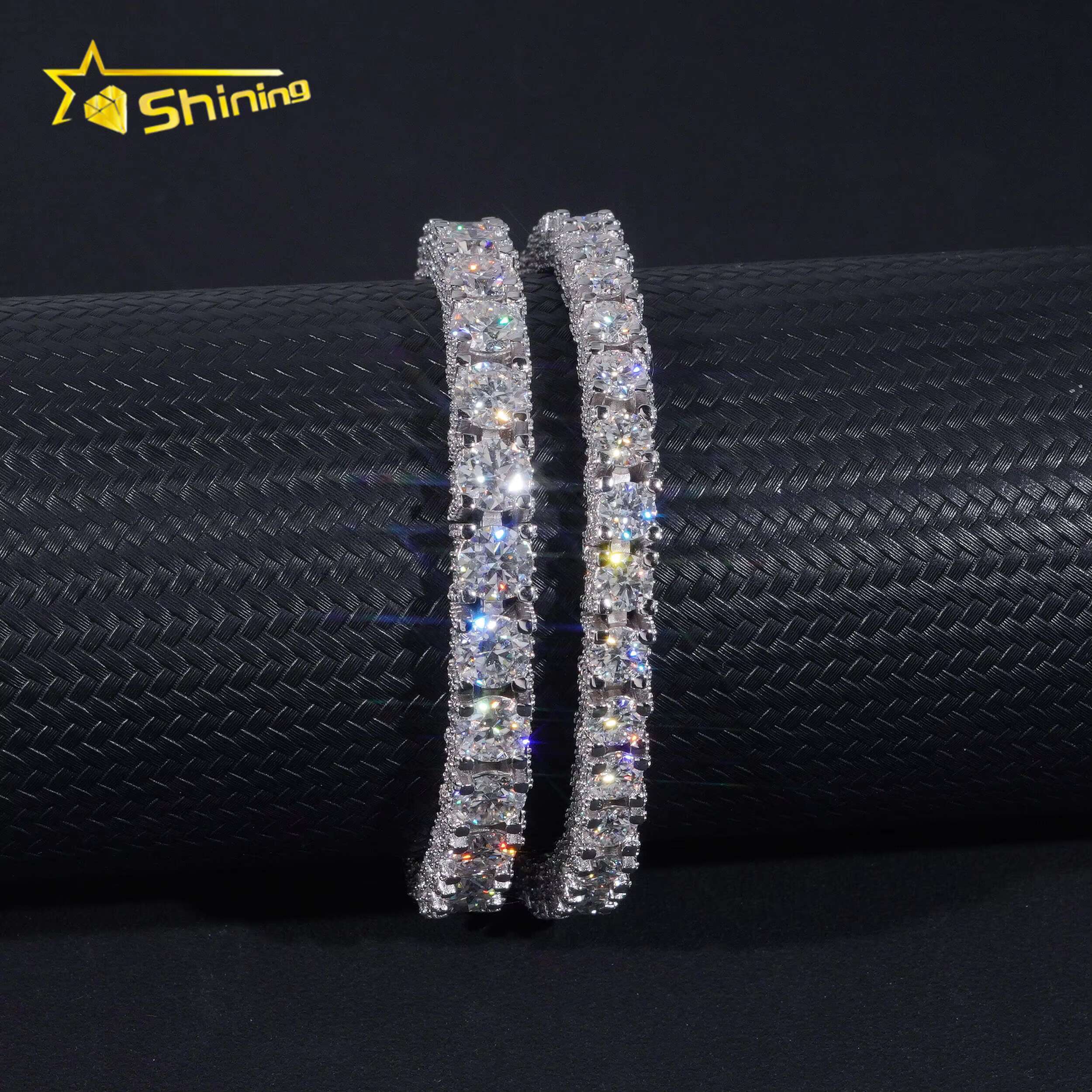RTS Factory Price Hip Hop 925 Sterling Silver 5mm 6.5mm VVS Diamond Necklace Fully Iced Out Moissanite Tennis Chain