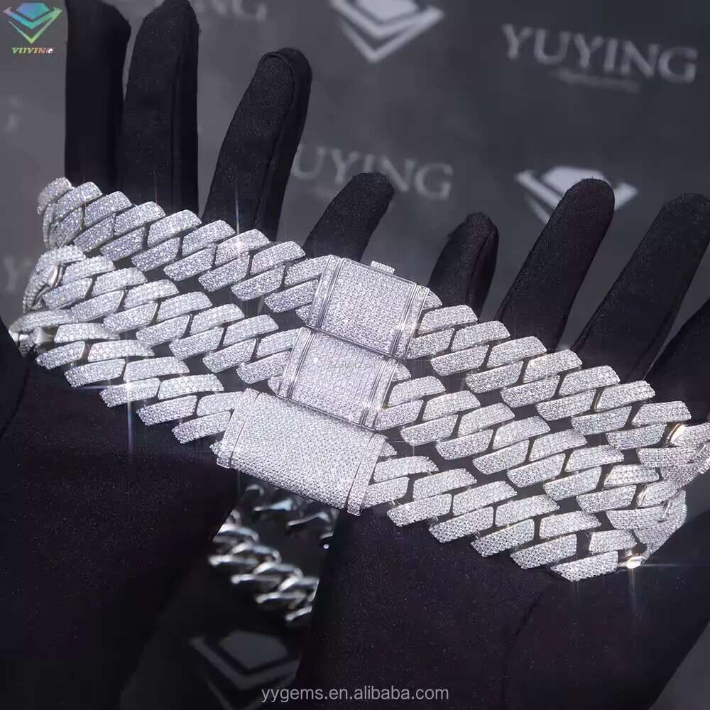 designer chain necklace hip hop jewelry 15mm wide 2rows k chains vvs moissanite white gold plated sterg sier cuban bracelets