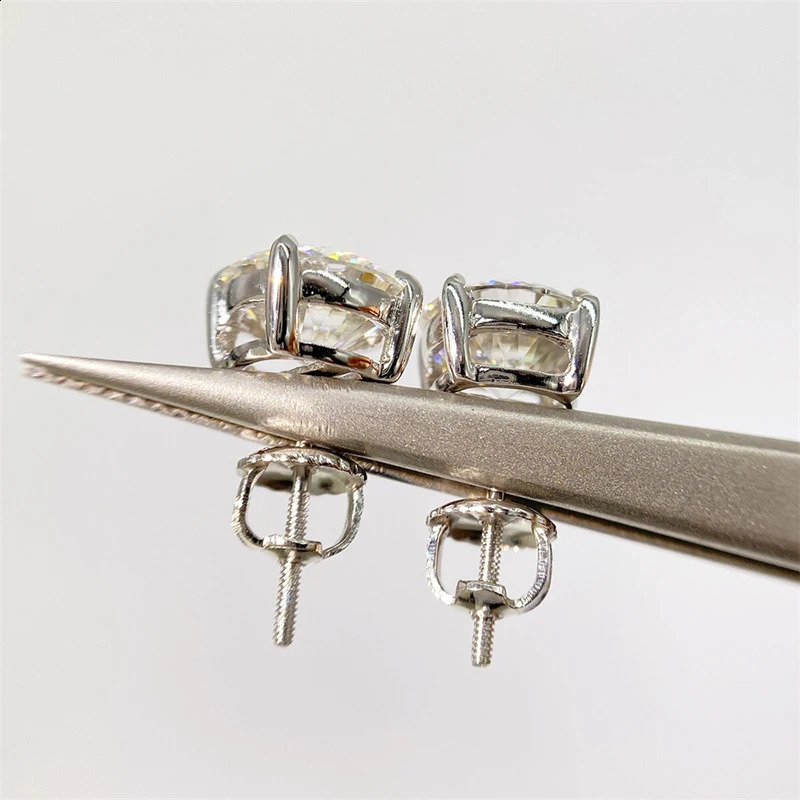 JoyceJelly 0.5-2CT Screws Back Ear-studs Classic Four Prong Earrings S925 Sterling Silver Jewelry For Women 250318