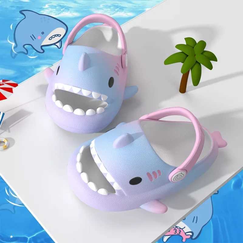 Slipper Evshine Childrens Sandals Fashion Shark Slippers Summer Sandals Cute Waterproof Sandals Anti slip Beach Shoes Yellow Pink S25326