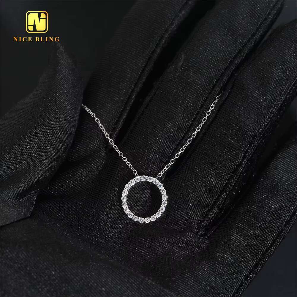 GRA Certificate Iced Out Circle Shape Design Women Link Chain 925 Sterling Silver VVS Moissanite Diamond Women Jewelry Necklace