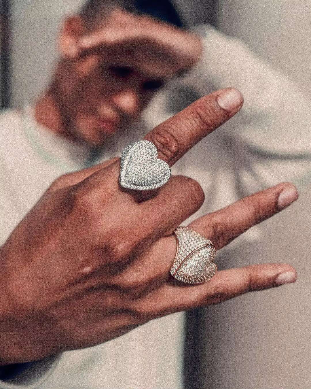 PVD Coating 18K Gold Plated Copper Alloy Gemstone Finger Ring Iced Out Ring Hip Hop Jewelry Cubic Zirconia Stone Men Rings