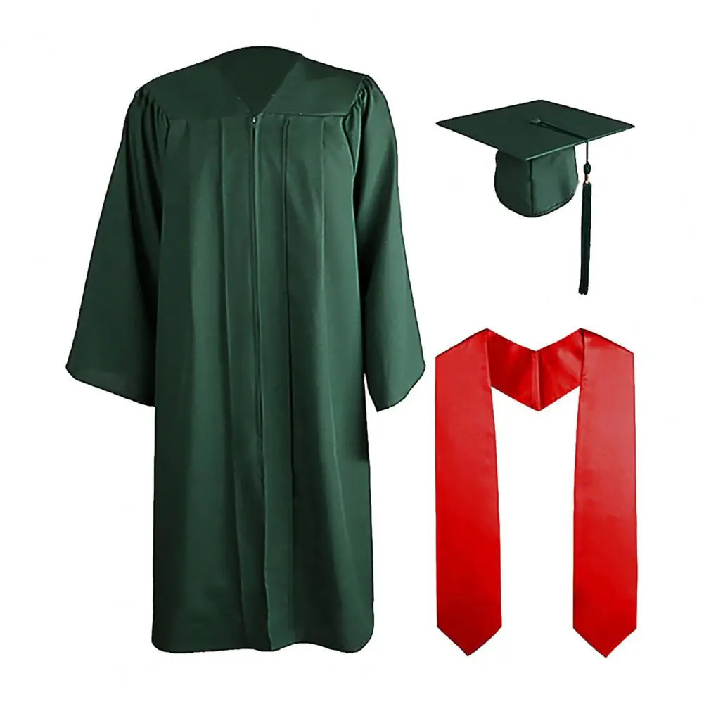 3 piecesset Adult Graduate School Dress Hat Set Ruffled Academic Bachelor of Fashion College University Uniform Robe 250326