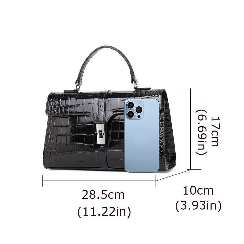 Aidrani 2024 Fashion Genuine Leather Handbag Crocodile Pattern Large Capacity 100% Cowhide Bag