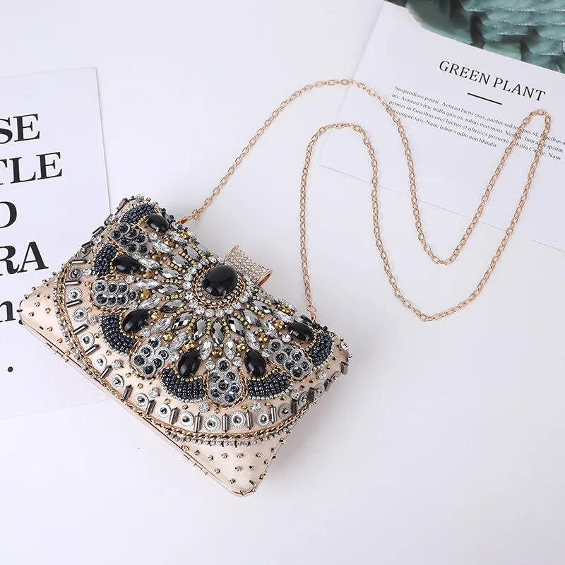Handmade bead embroidery diamond y dinner bag fashionable retro crystal clutch night handbag Sac Tendance n 250326