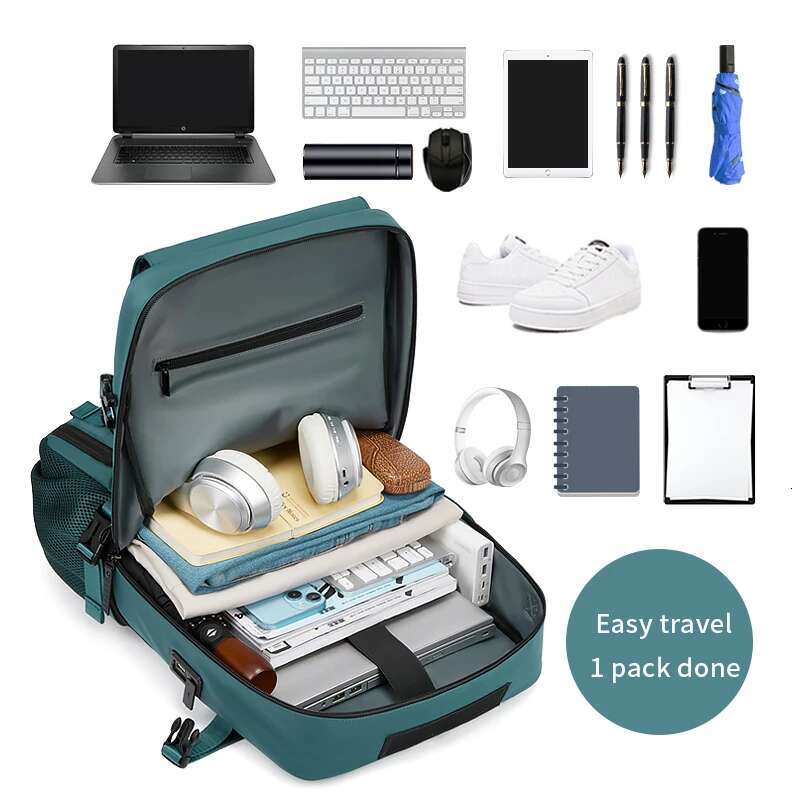 Woman Travel Backpack,Waterproof 16 Inch Business Laptop Backpack With Shoe Bag Hidden USB Charging Port Hiking Camping Backpack