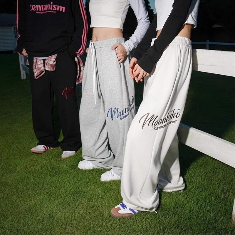 American Fashion Letter Hip Hop Wide Leg Pants Mens Y2K Street Clothing Bag Straight Hombre Gym Sports 250327