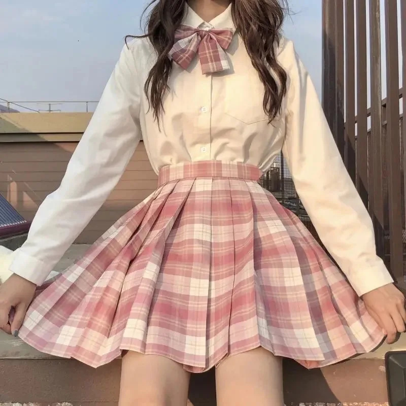 Japanese school uniform original Jk Plus size S8xl spring and autumn checkered skirt top bow set sailor 250326
