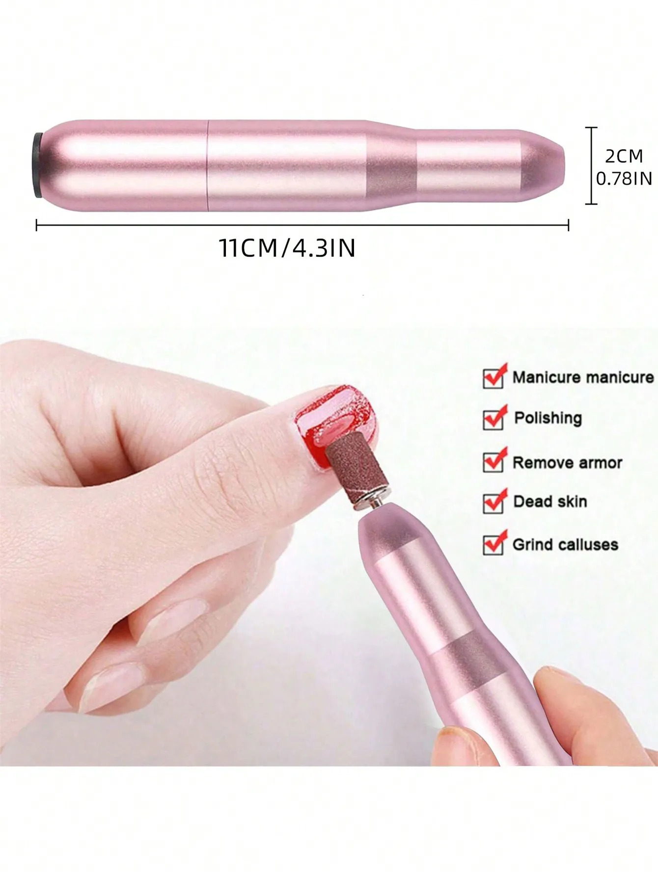 Electric nail grinder nail grinder nail grinder nail drill nail professional tool belt 6 grinding heads and sand ring 250324