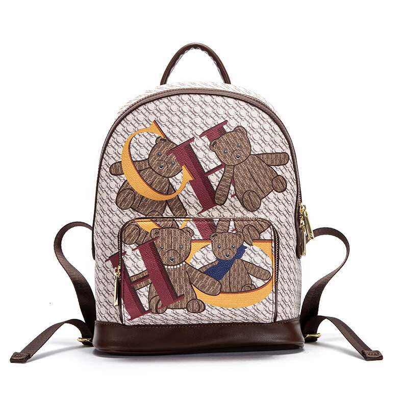 Brand Fashion 2024 New With Little Bear Cartoon Pattern Large Capacity Design Alphabet Women's Backpack