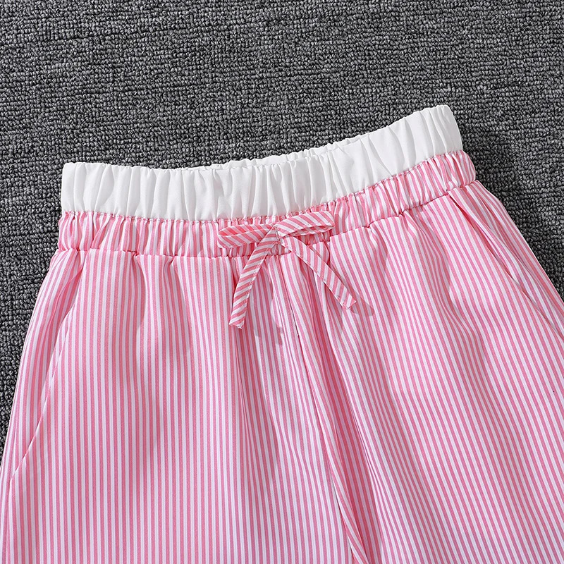 Girls pants childrens loose casual striped white edge n 2024 Spring and Summer fashion candy color 812 years old 250325