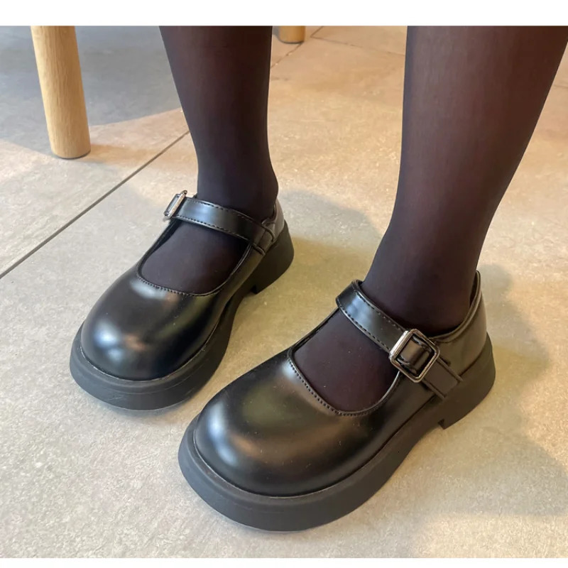 Princess Girl PU Shoe Kids Mary Jane Flats for Student Black School Platform Baby Toddler Footwear 23-35 250326