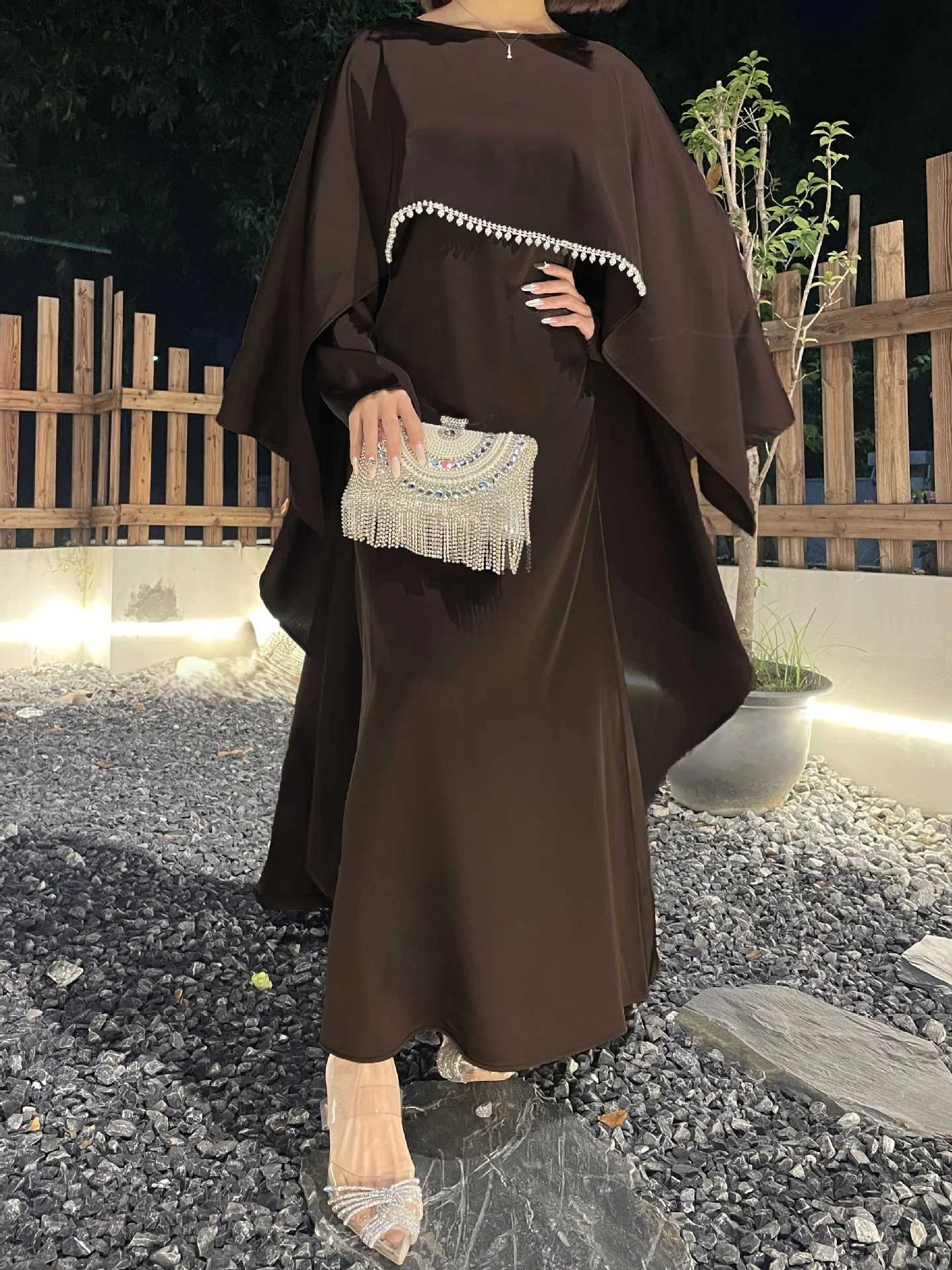 Modest White Beading Sequins Muslim Wedding Dresses Cape Bride Dress Elegant Long Slves Woman Bridal Party Gown Kaftan Vestido X250514