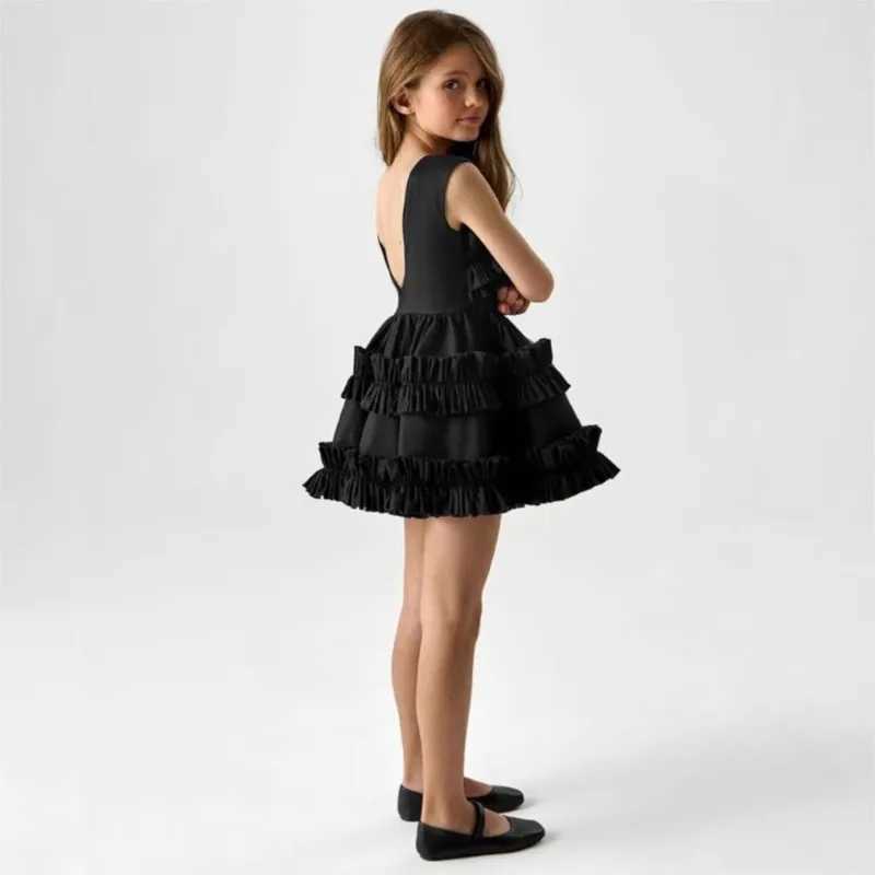 Spring and summer 2025 girls dress linen weight loss backless cake lace childrens dress palace dress sleeveless childrens dress W250326