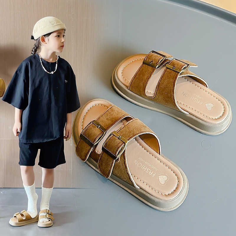 Slipper Childrens slippers 2025 summer new style for girls beach shoes boys casual soft sole medium to large size for children to wear on the outside 