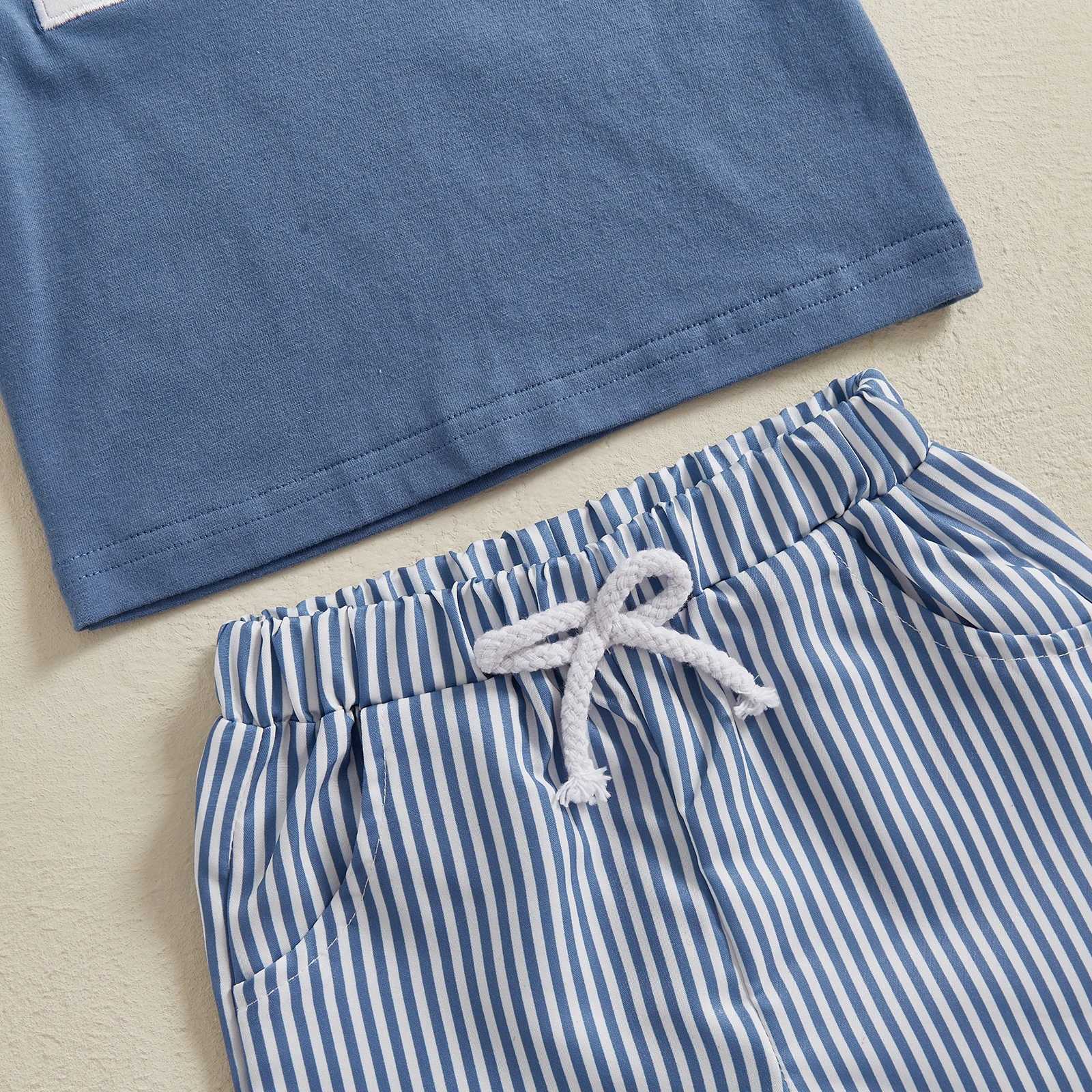 MISOWMNJOY Fashion New Baby Boys Clothing 2-piece Shorts Set Short Sleeve T-shirt Striped Shorts 2-piece Baby SetT250327