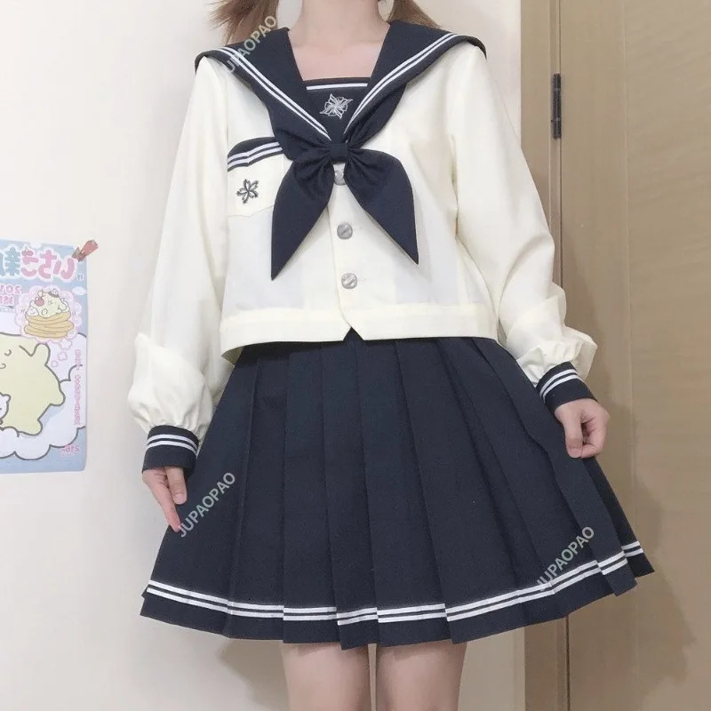 Japanese y JK Uniform Ins Style Sailor Academy Sleepy Sleep Folded Skiwear Youth 250326