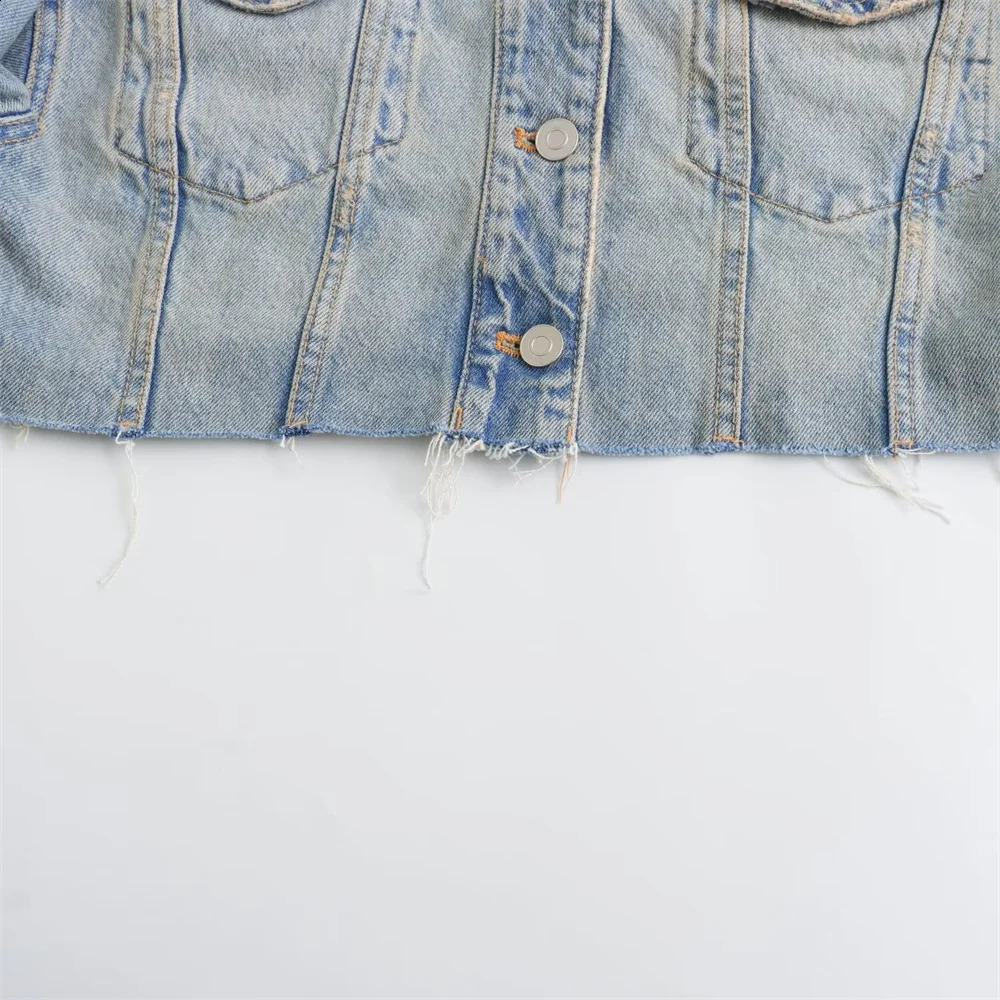 Kar Otza Summer Womens Fashion and Temperament jacket denim short casual versatile hooded washed jacket 250321