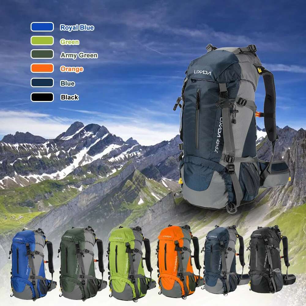 50L Waterproof Outdoor Sport Hiking Camping Travel Backpack Pack Mountaineering Climbing Trekking Bag Knapsack With Rain Cover