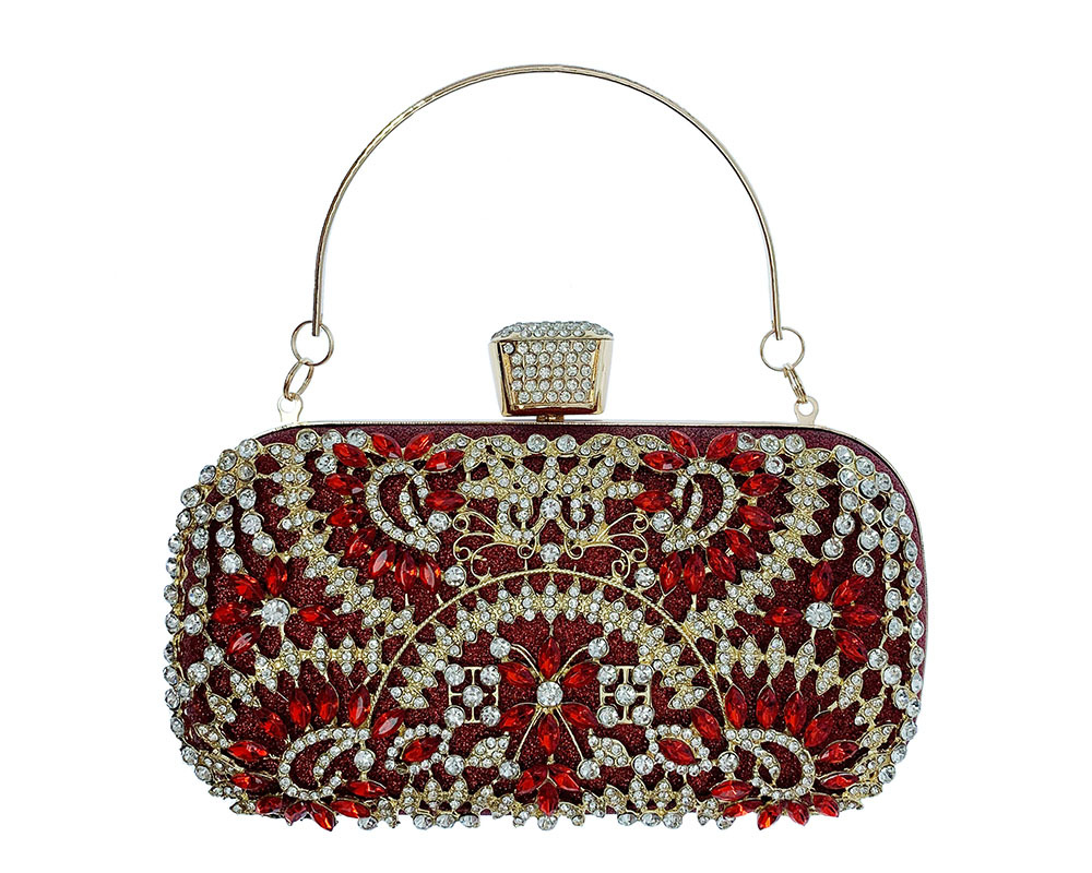 Evening Bags Bow Dark Bright Gold Red Sliver Color AB Diamond Women's Clutch Bag And Wallet Party Lady Crystal Wedding Bridal Handbag