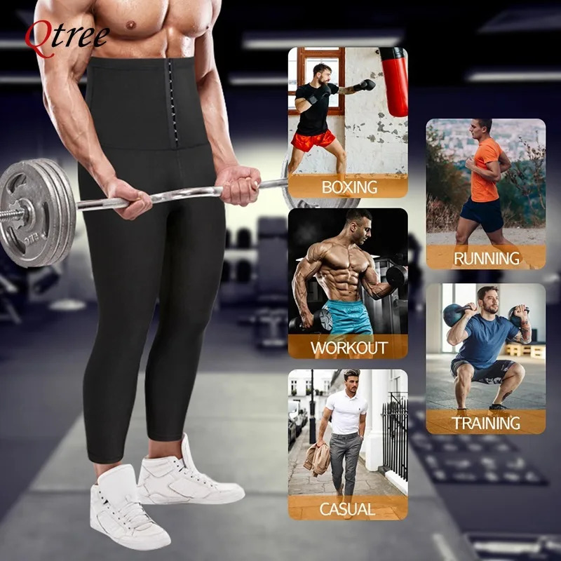 Qtree Slimming Body Shaper Men Tummy Control Shorts Lose Weight Thermal Sauna Sweat Half Pants Burns Fat Abdomen Reducer Fitness 250327