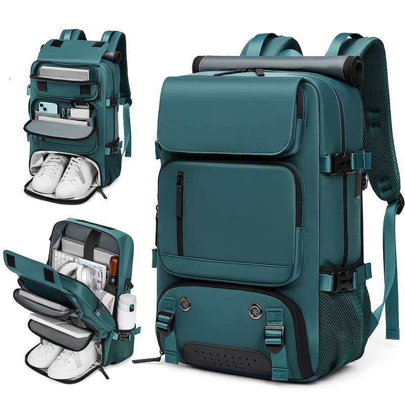 Woman Travel Backpack,Waterproof 16 Inch Business Laptop Backpack With Shoe Bag Hidden USB Charging Port Hiking Camping Backpack