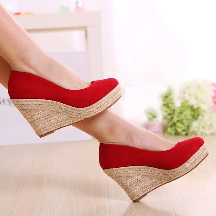 EAGSITY Espadrilles for Women wedges high heel pumps suede platform round toe wedding party office lady comfort shoes