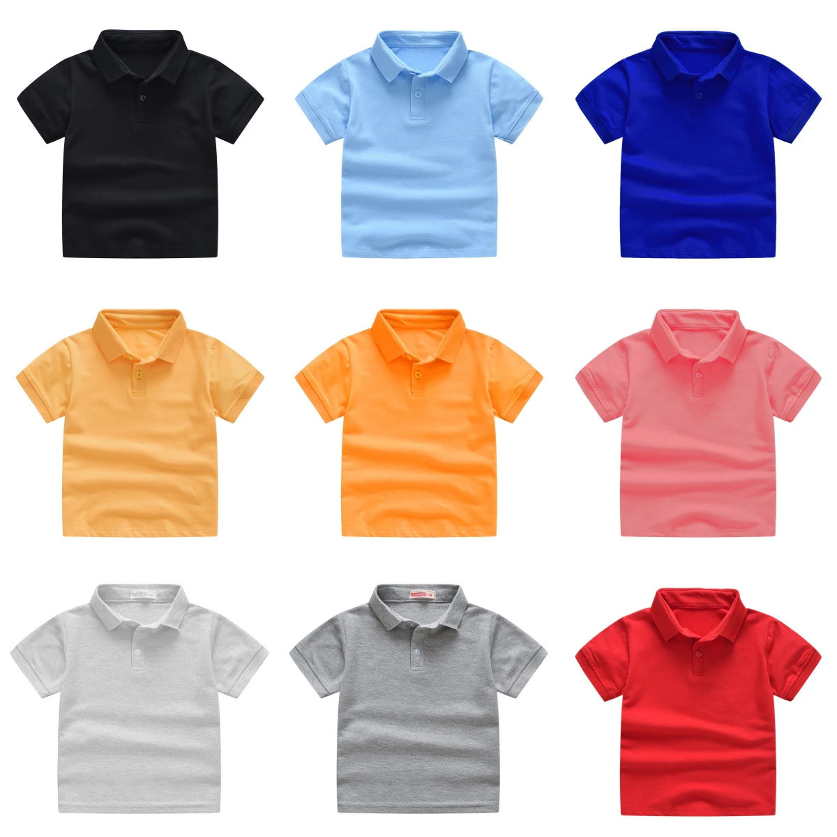 Summer Childrens Solid 10 Color Polo Shirt Boys Girls Short Sleeve T-Shirt 2-9Years Kids Baby High Quality Cotton Clothes Tops 250326