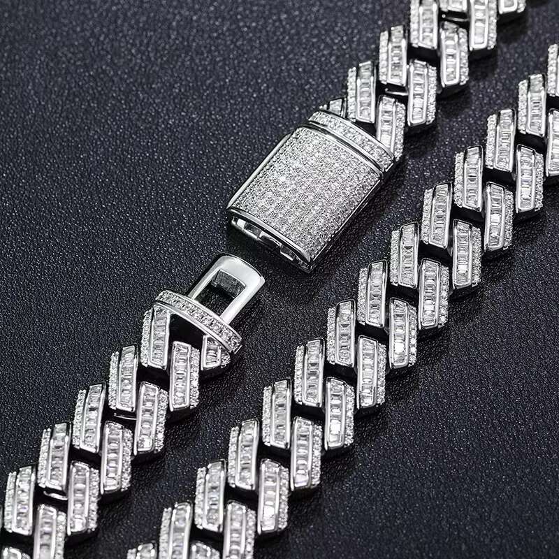 Rapper Hip Hop Jewelry Trendy 16mm Miami Cuban Link Chain Real Gold Plated Brass Zircon Diamond Men Necklace