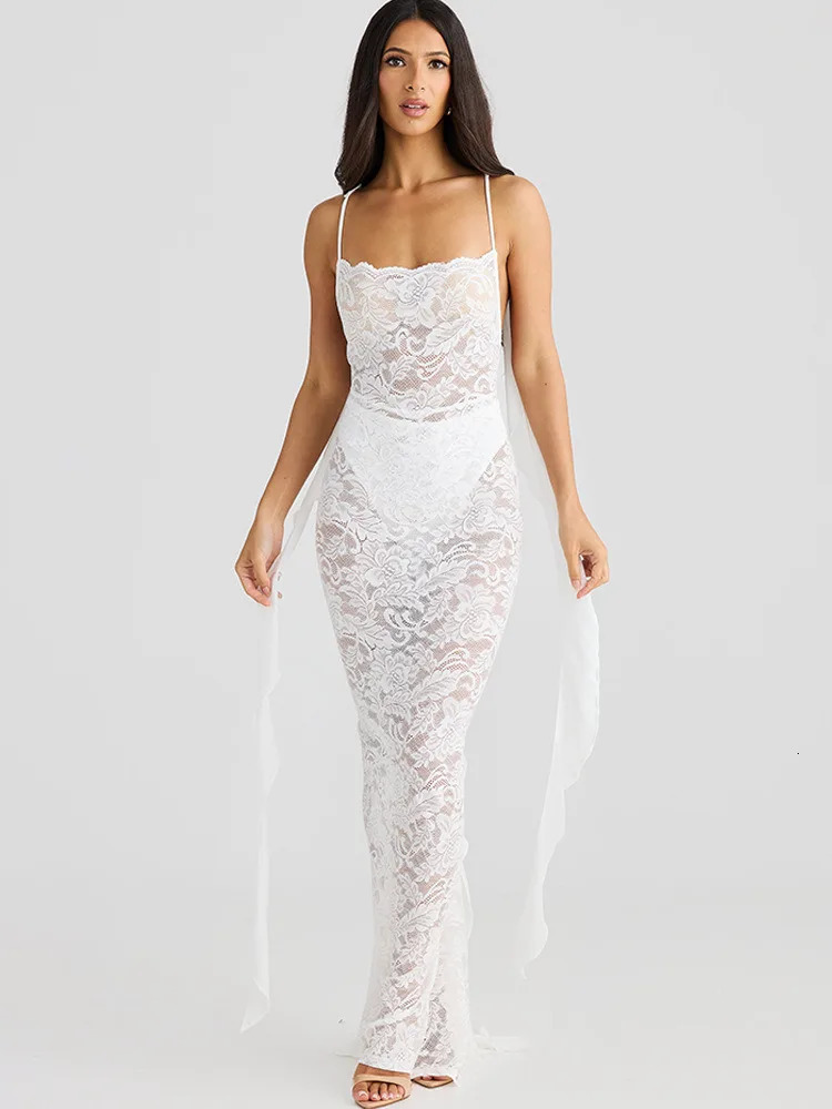 Articat Sexy Sleeveless Lace Patchwork Print Women Backless Party Evening Dress Trailing Long Skirt Flowing Vestido 250326