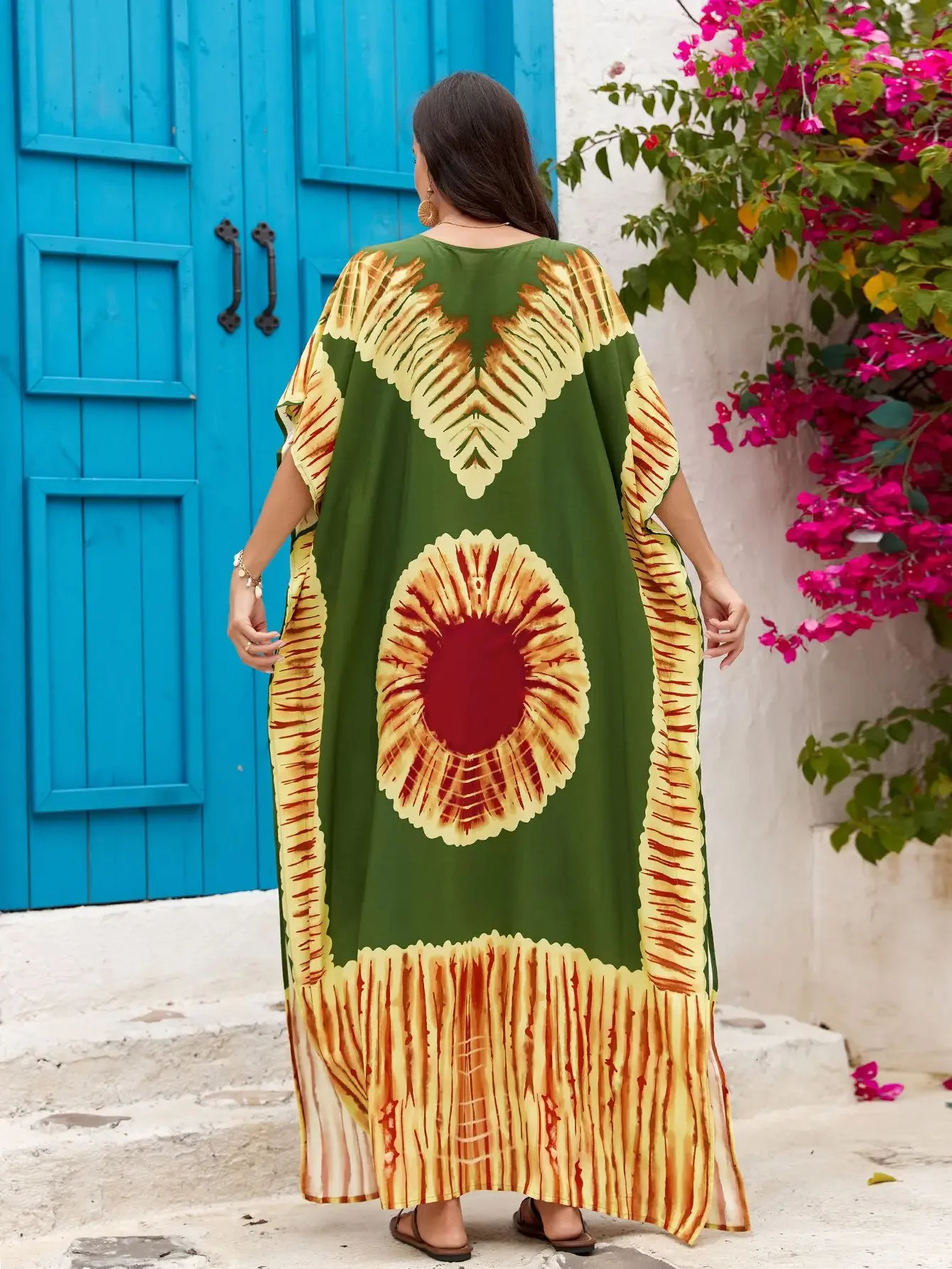 Kafotan Beach Dress Womens 2024 Plus Size Swimsuit Cover Kafotan Maxi Beach Dress Vacation Set 250324