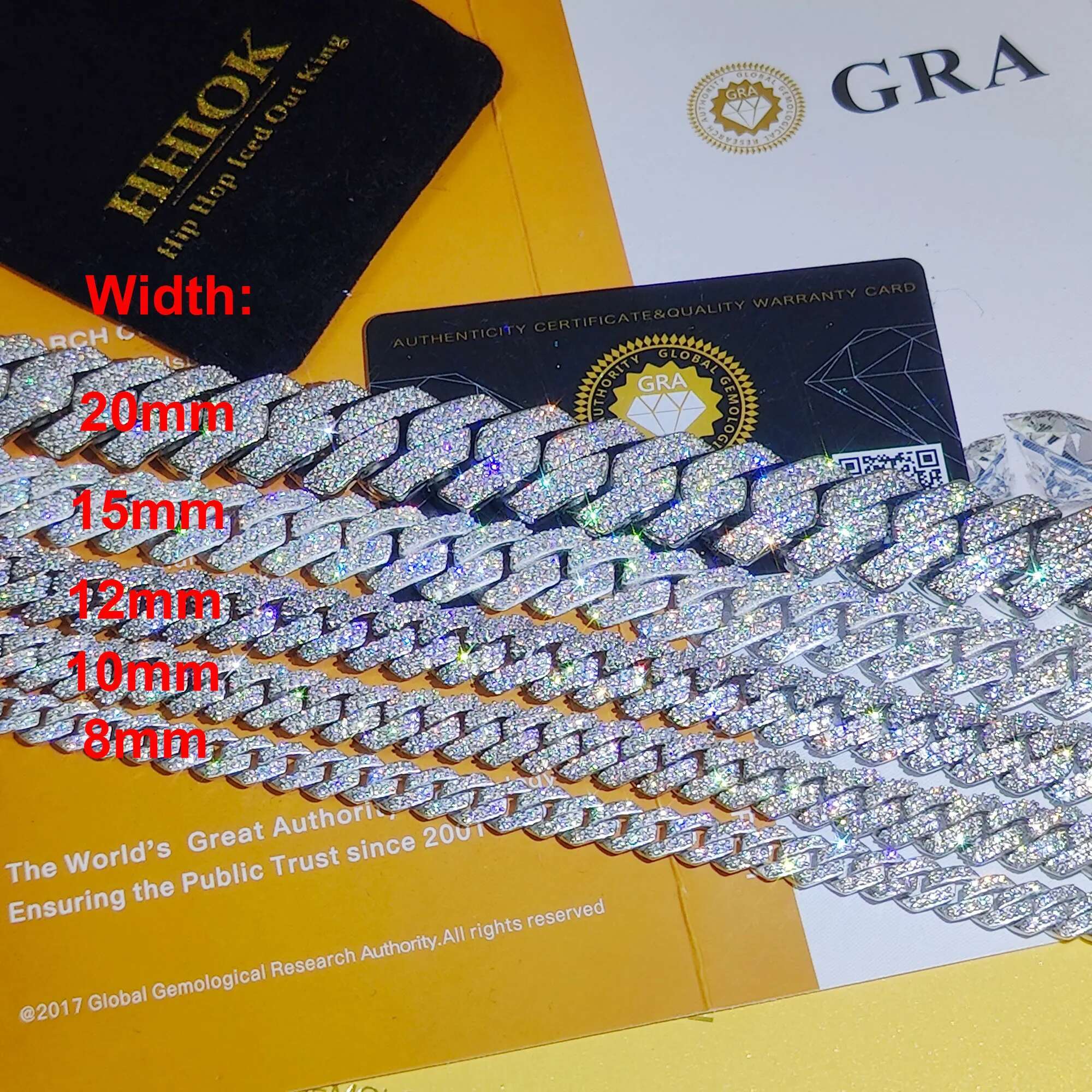 Pass Diamond Test Hip Hop Jewelry VVS1 Stone Shiny 2row 3row Men Women 925 Sterling Silver Necklace Moissanite Cuban Link Chain