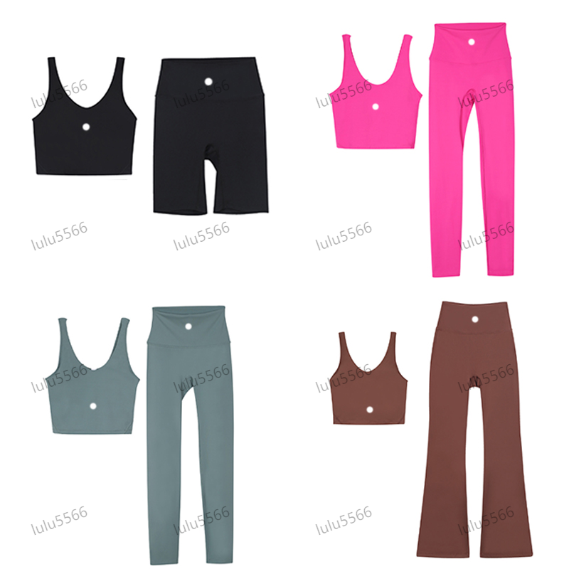 Yoga Set Align Tank impact shorts sportswear U-shaped sports bra Vest top suit high waisted leggings flared pants quick drying sports suit athletic wear gym set