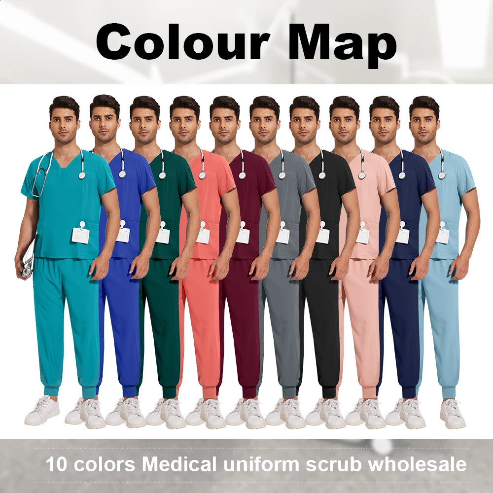 Niaahinn scrub set Hospital elastic uniform Nurse jogging Dental clinic workwear Male veterinary 250326