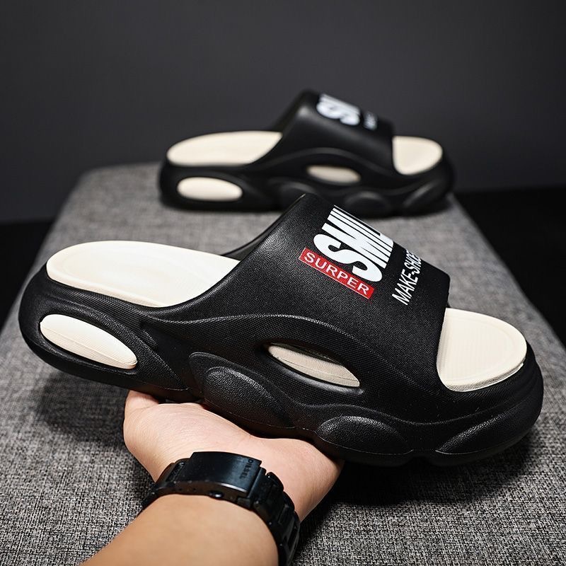 Free Shipping Men Thick Sole Summer Beach Slides Bathroom Anti Slip Slipper Soft Sandals Simplicity Ultra Light Letter Shoes Men Slippers Wholesale 20