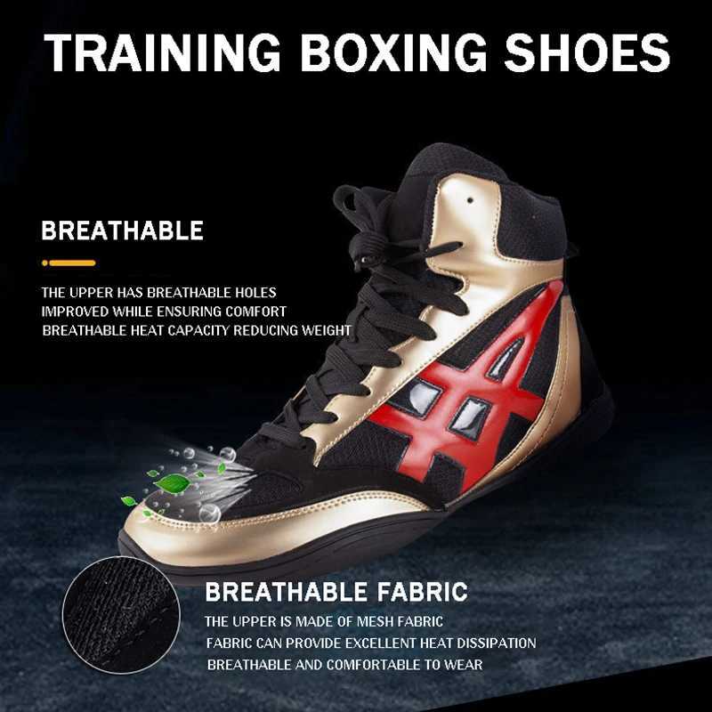Mid Cut Mens Professional Boxing Boots Size 32-45 Breathable Non slip Womens Lace Sanda Wrestling Shoes Student Fighting Training Shoes M250327
