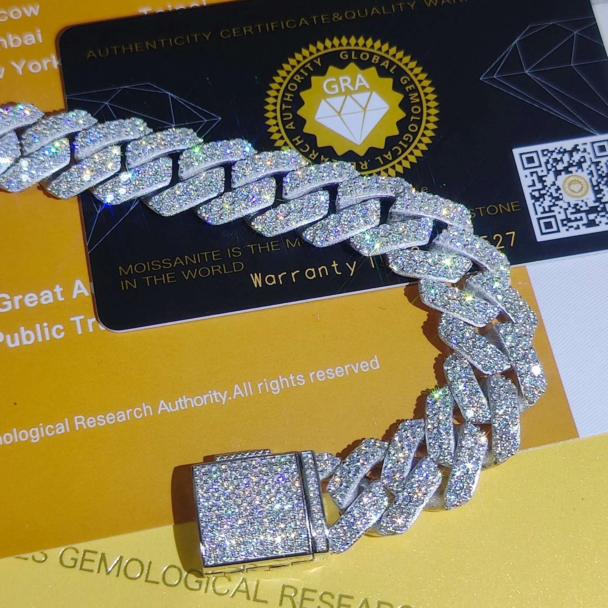 Pass Diamond Test Hip Hop Jewelry VVS1 Stone Shiny 2row 3row Men Women 925 Sterling Silver Necklace Moissanite Cuban Link Chain