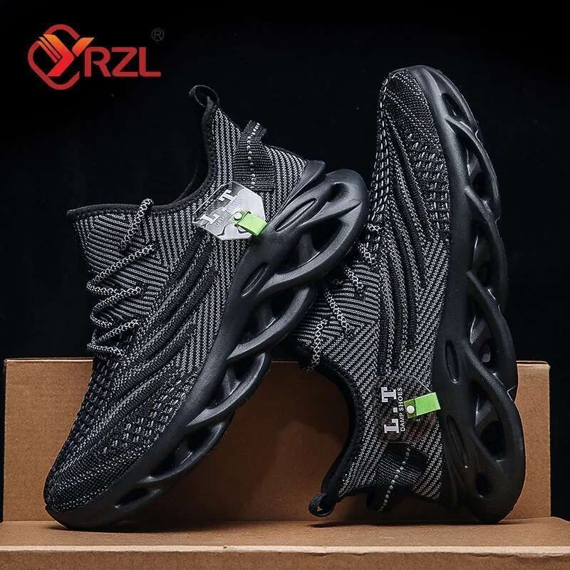 YRZL Men's White Running Lightweight Breathable Mesh Gym Sports Shoes Trendy Casual Durable Sneakers for Men