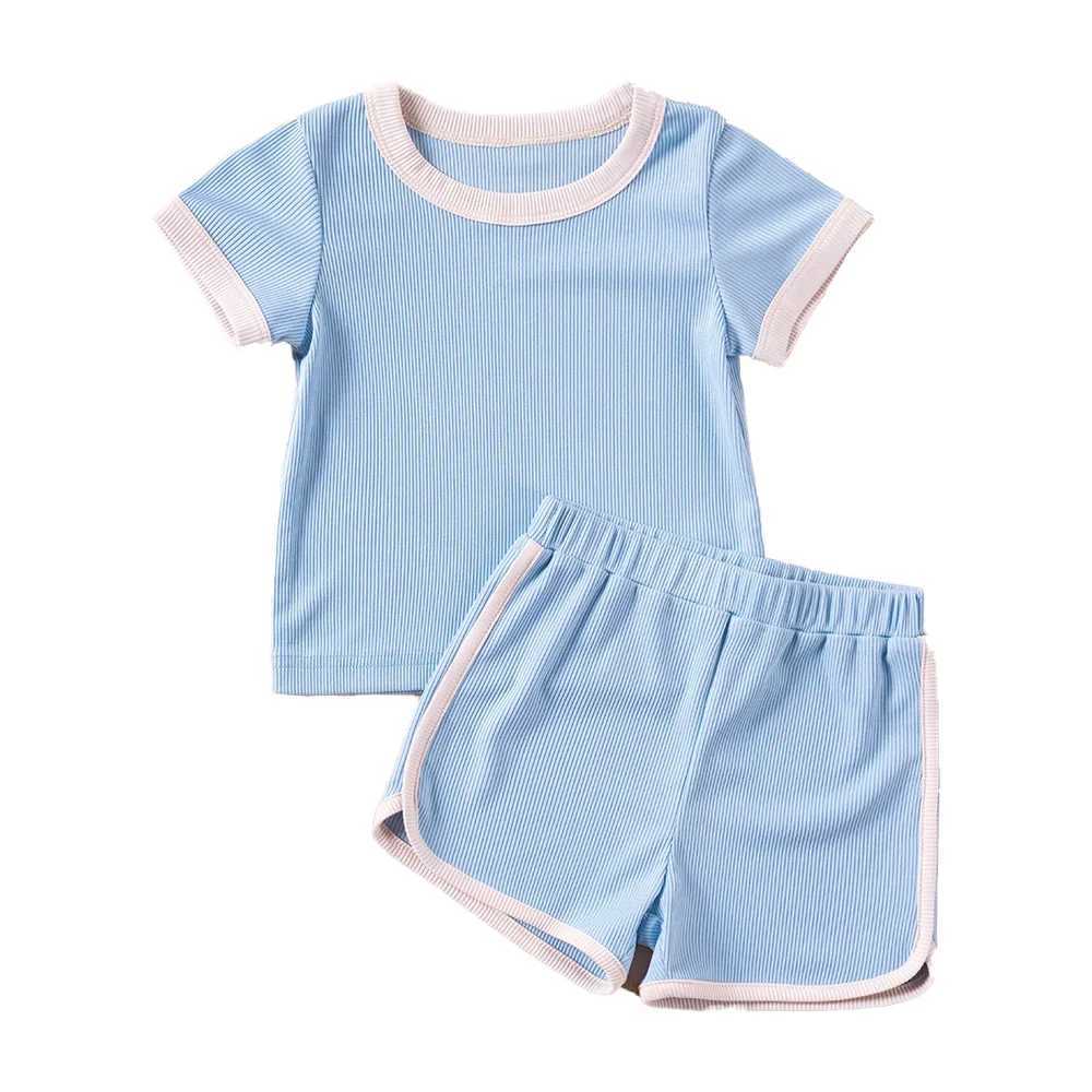 2024 boys and girls satin summer set childrens short sleeved T-shirt+shorts childrens 2PCS clothing set South Korea 1-6YT250327