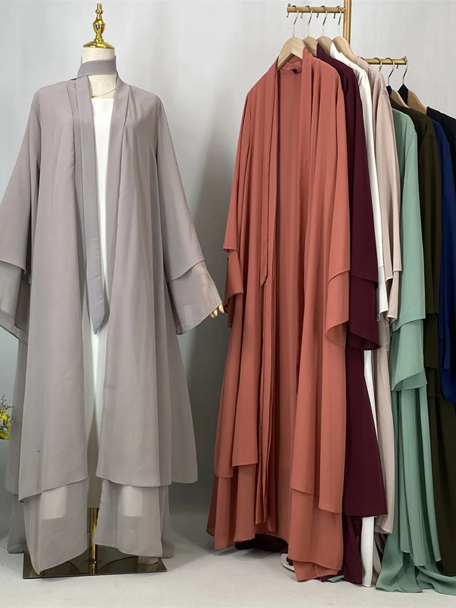 Ramadan Ka Chiffon Open Abaya Womens Muslim Dress Kaftan Islamic Clothing Caftan Marocain Humility Robe Dubai Kimono 250326