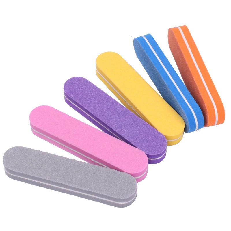 50Pcs Mix Color Mini Nail File Buffers Sponge 100/180 Grit Double Sided Sanding Block Gel Polishing Foam Manicure Nail Art Files 250324