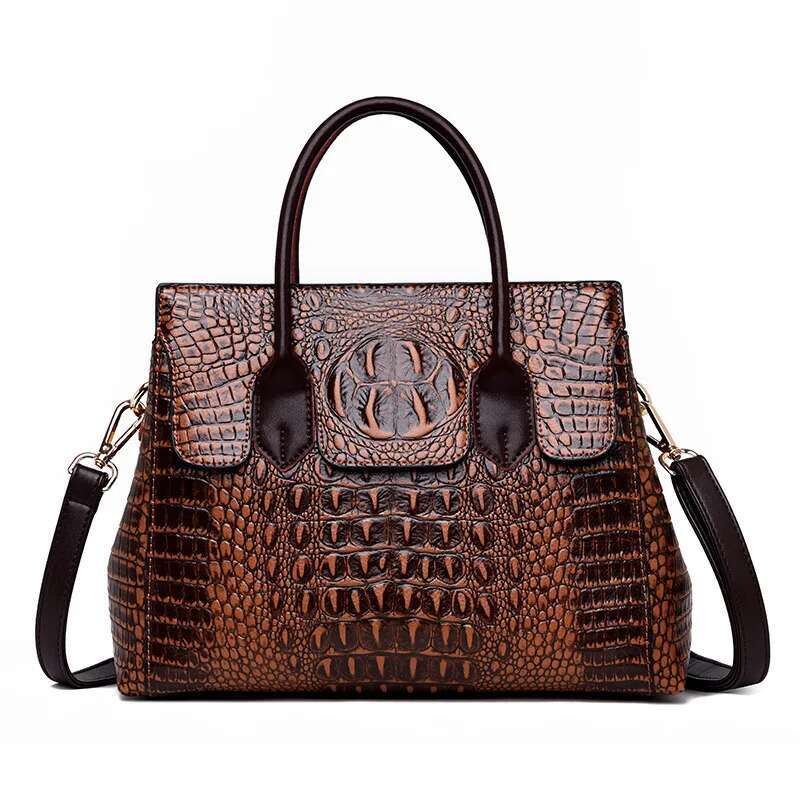 Vintage Fashion Crocodile Genuine Leather Ladies Handbags Women Bags Designer Woman Shoulder Bag Female Bolsas Feminina