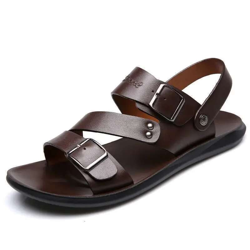 Fashion Comfortable Men's Sandals Solid Color Open Toe Mens Sandal New Slippers Beach for Male Leather Footwear